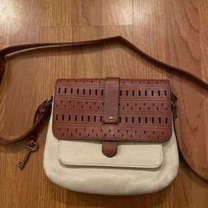 White Fossil Crossbody Bag